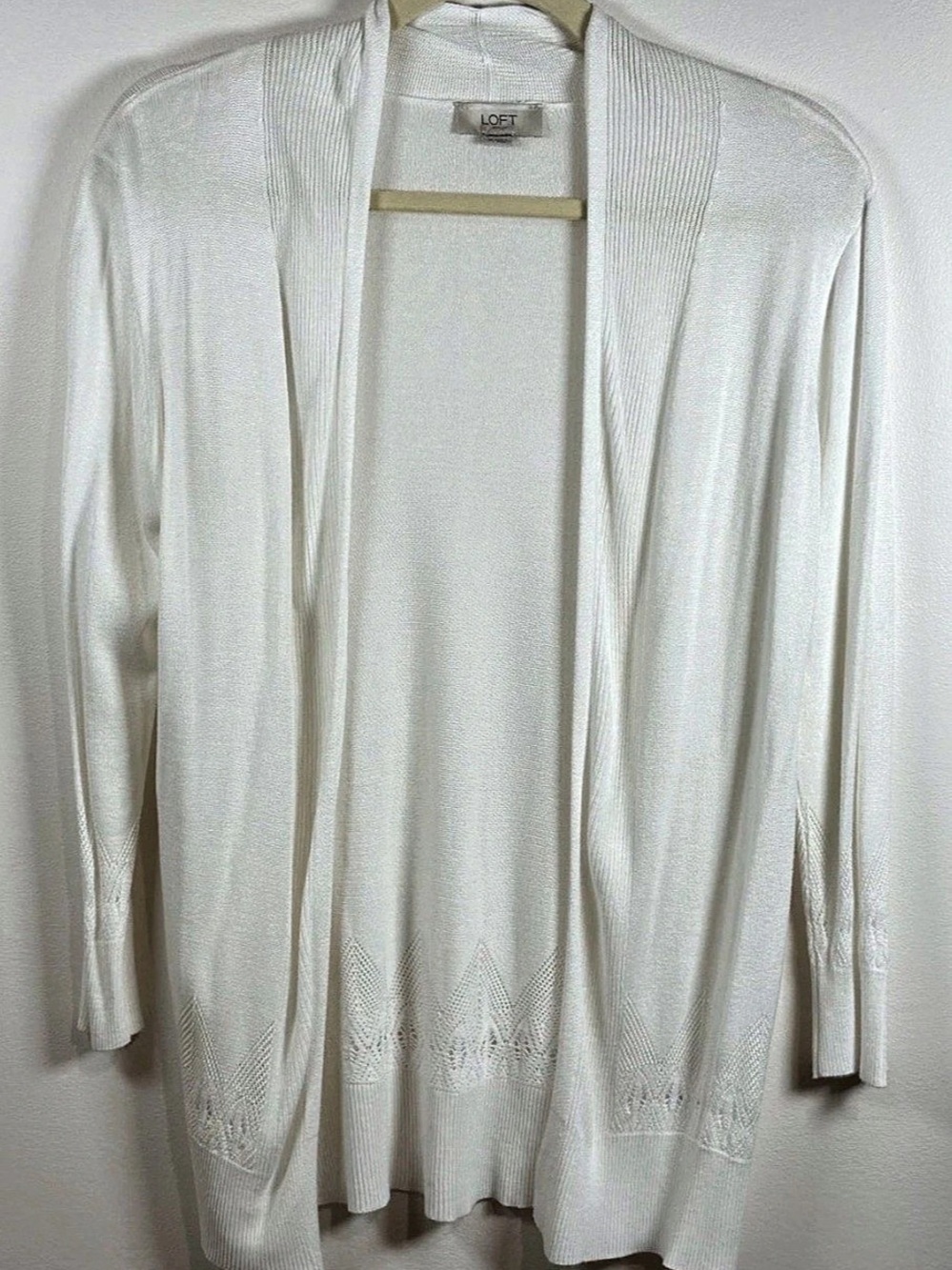 LOFT Open Knit Cardigan in White Size Medium